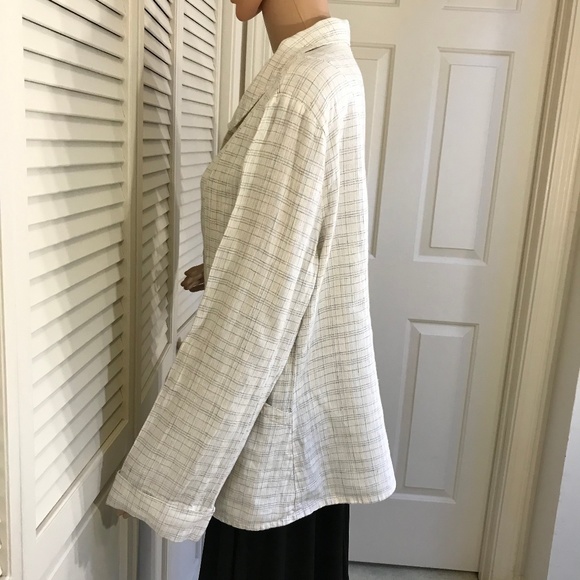 FLAX Linen Peter Pan Collar Shirt Jacket Shacket Medium - Picture 3 of 14
